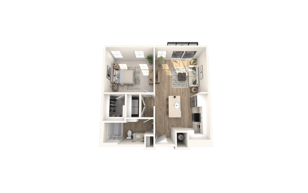 Oak Amber - 2 bedroom floorplan layout with 2 bathrooms and 1127 square feet