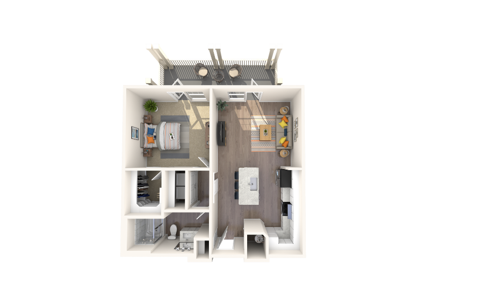 Shire Bronze - 1 bedroom floorplan layout with 1 bath and 790 square feet.