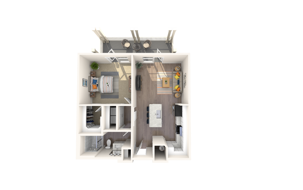 Shire Bronze - 1 bedroom floorplan layout with 1 bathroom and 790 square feet