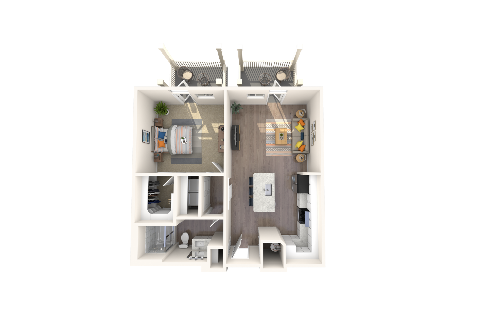 Shire Silver - 1 bedroom floorplan layout with 1 bath and 790 square feet.