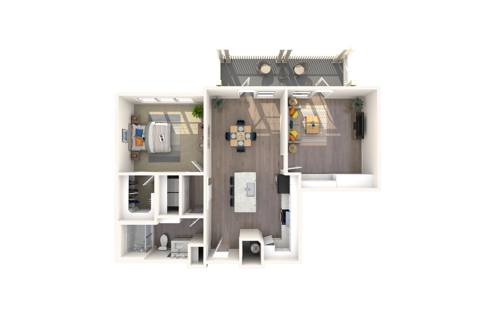 Grove - 1 bedroom floorplan layout with 1 bath and 986 square feet.