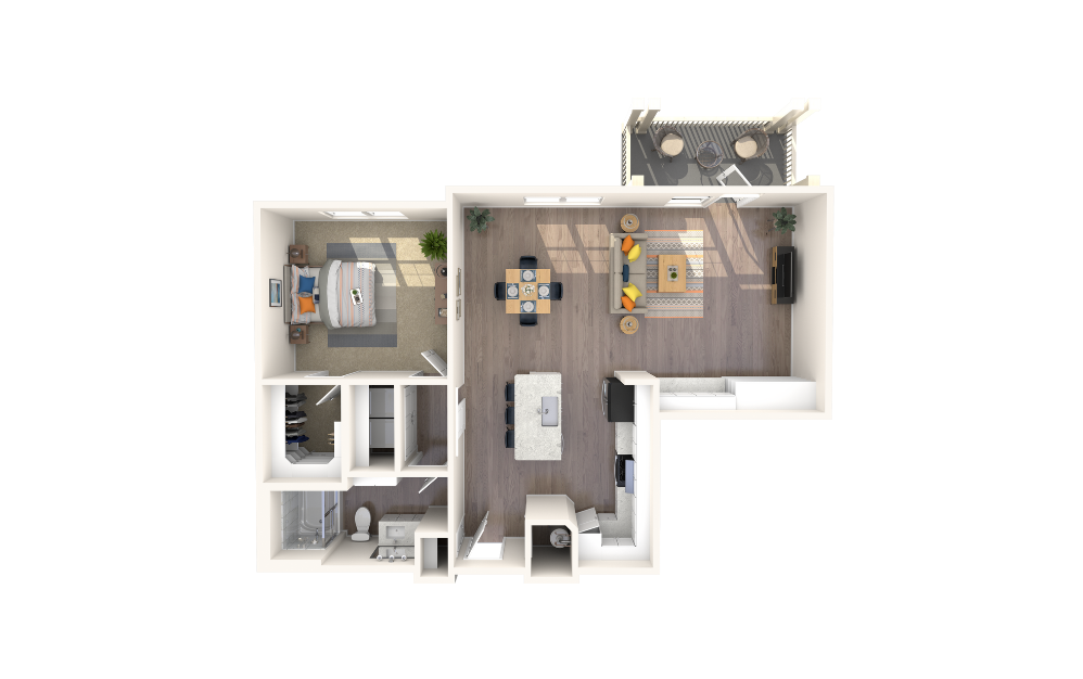 Tidewater Gold - 1 bedroom floorplan layout with 1 bathroom and 984 square feet