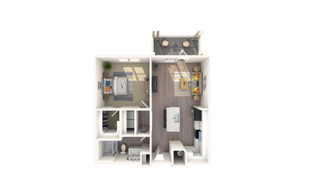 Shire Gold - 1 bedroom floorplan layout with 1 bathroom and 790 square feet