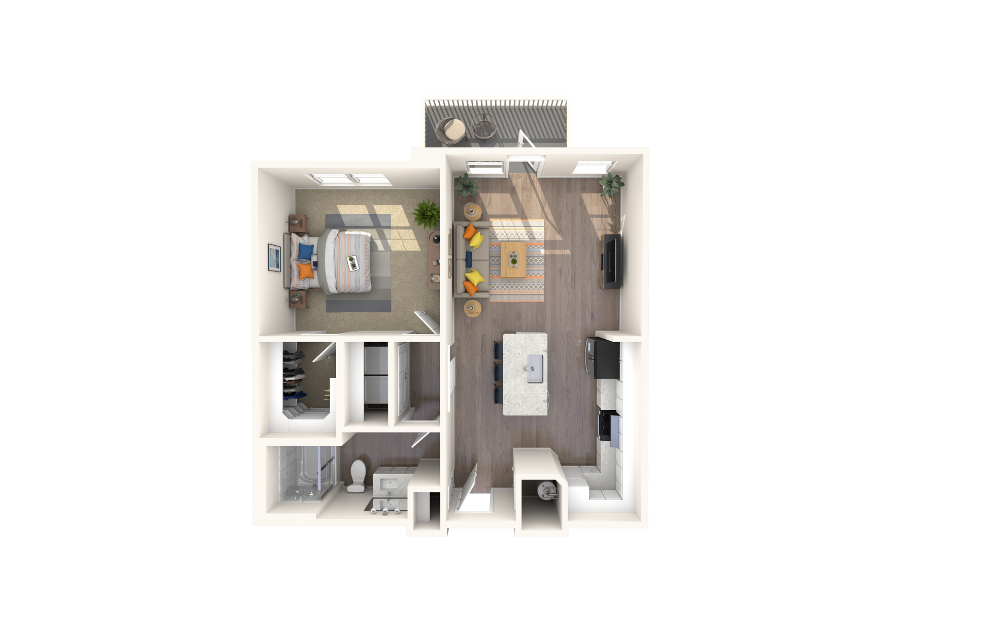 York - 1 bedroom floorplan layout with 1 bathroom and 815 square feet