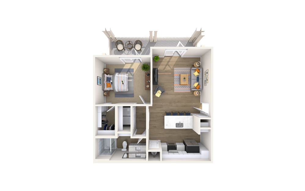 Assembly Gold - 1 bedroom floorplan layout with 1 bathroom and 790 square feet