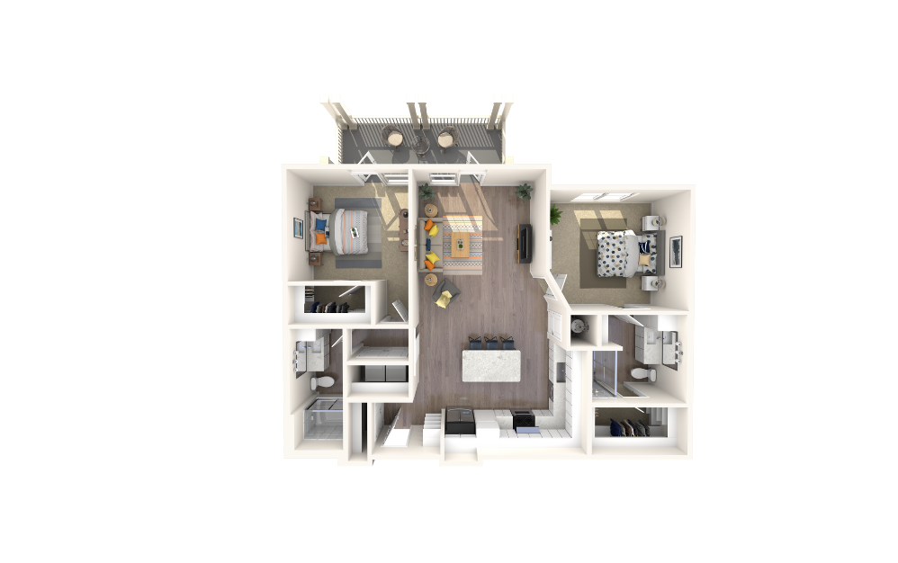 Britain - 2 bedroom floorplan layout with 2 bathrooms and 1226 square feet