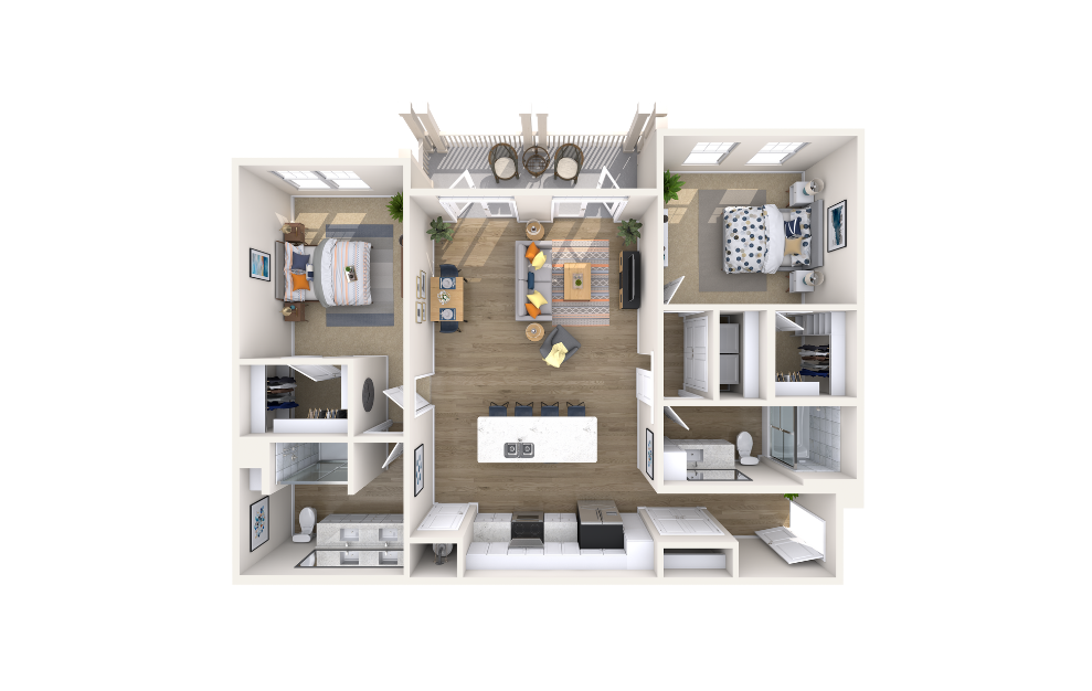 Capitol - 2 bedroom floorplan layout with 2 baths and 1244 square feet.