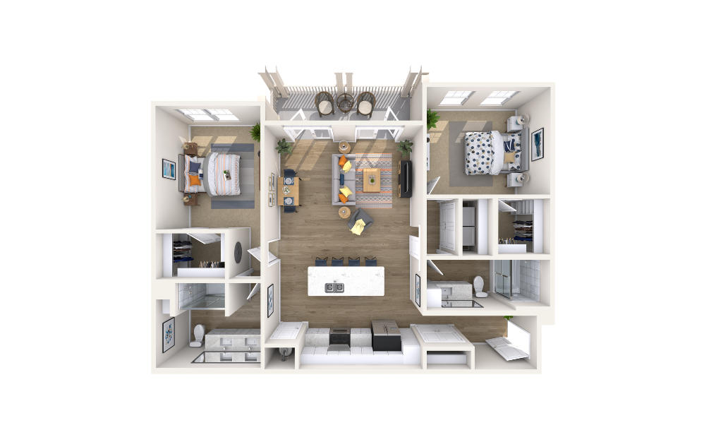 Capitol - 2 bedroom floorplan layout with 2 bathrooms and 1244 square feet