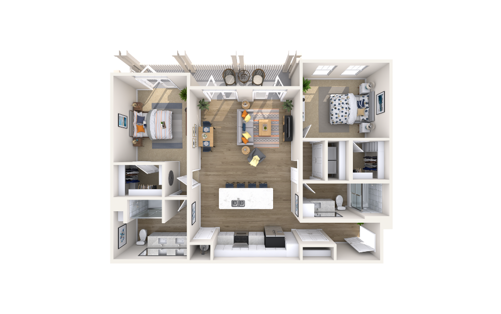 Capitol Silver - 2 bedroom floorplan layout with 2 bathrooms and 1244 square feet