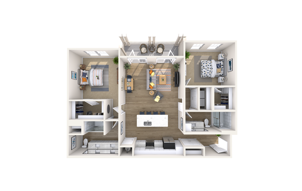 Capitol Gold - 2 bedroom floorplan layout with 2 baths and 1302 square feet.