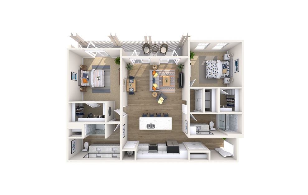 Capitol Amber - 2 bedroom floorplan layout with 2 baths and 1302 square feet.