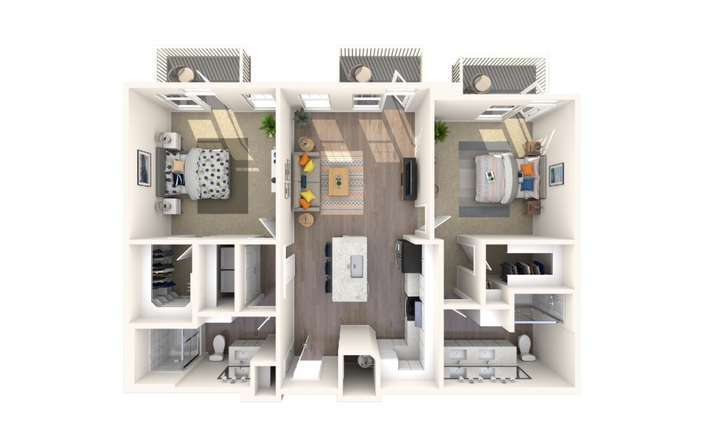 B4a6 - 2 bedroom floorplan layout with 2 baths and 1277 square feet. B4a6 - 2 bedroom floorplan layout with 2 baths and 1277 square feet.