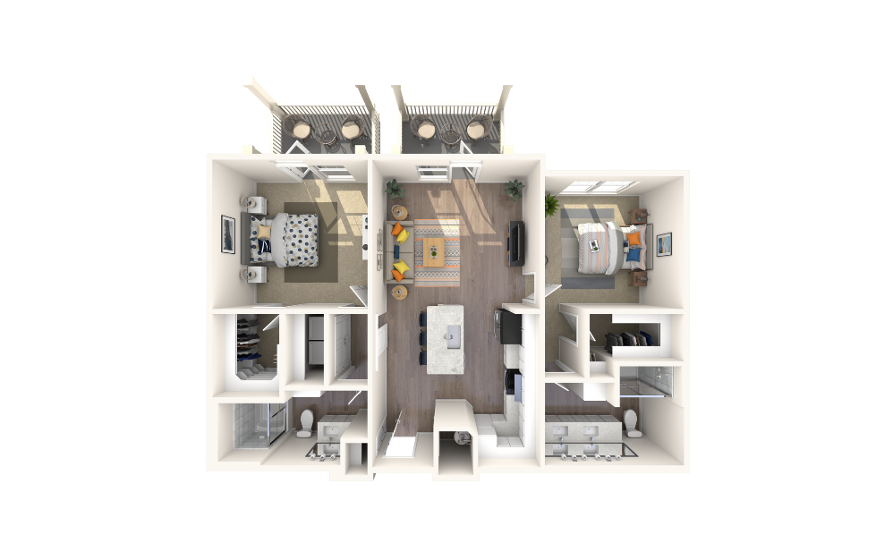 James Silver - 2 bedroom floorplan layout with 2 bathrooms and 1109 square feet