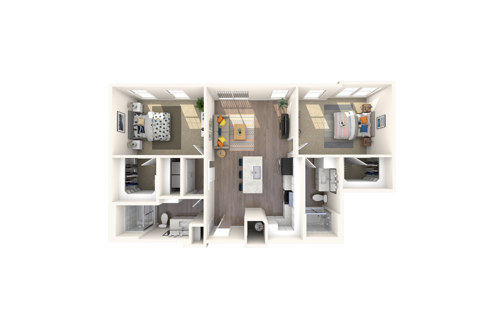 James Copper - 2 bedroom floorplan layout with 2 baths and 1096 square feet.