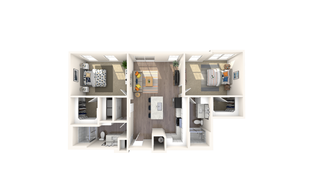 James Copper - 2 bedroom floorplan layout with 2 bathrooms and 1096 square feet