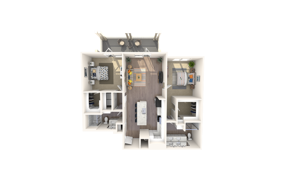 James Sterling Silver - 2 bedroom floorplan layout with 2 baths and 1284 square feet.