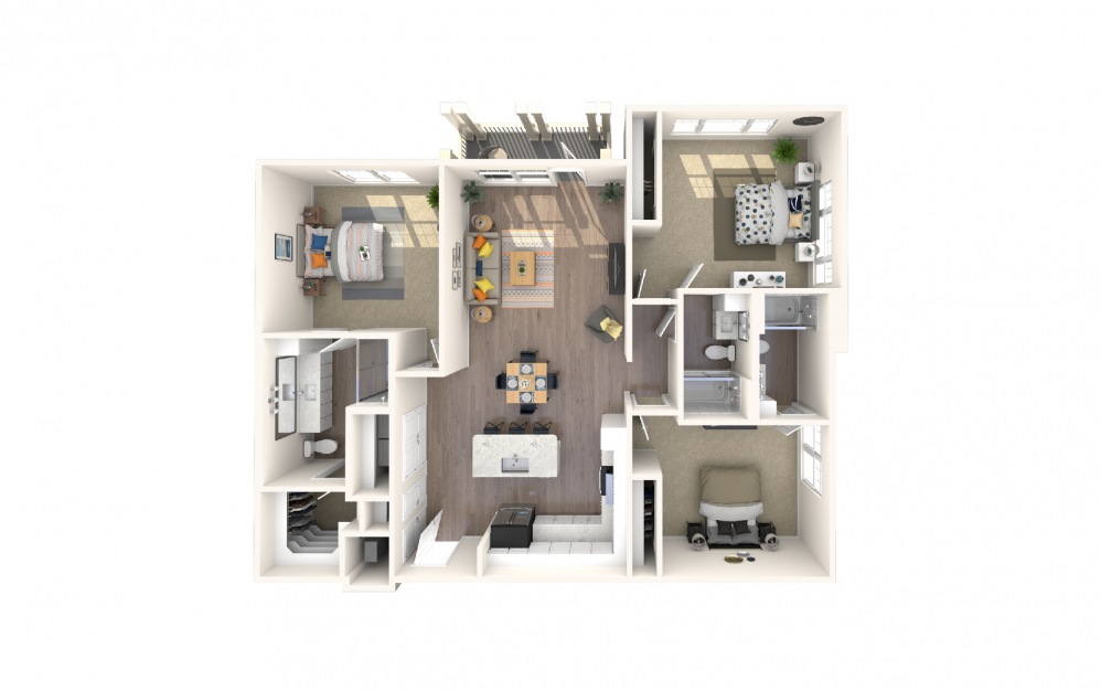 C2 - 3 bedroom floorplan layout with 3 baths and 1821 square feet. C2 - 3 bedroom floorplan layout with 3 baths and 1821 square feet.