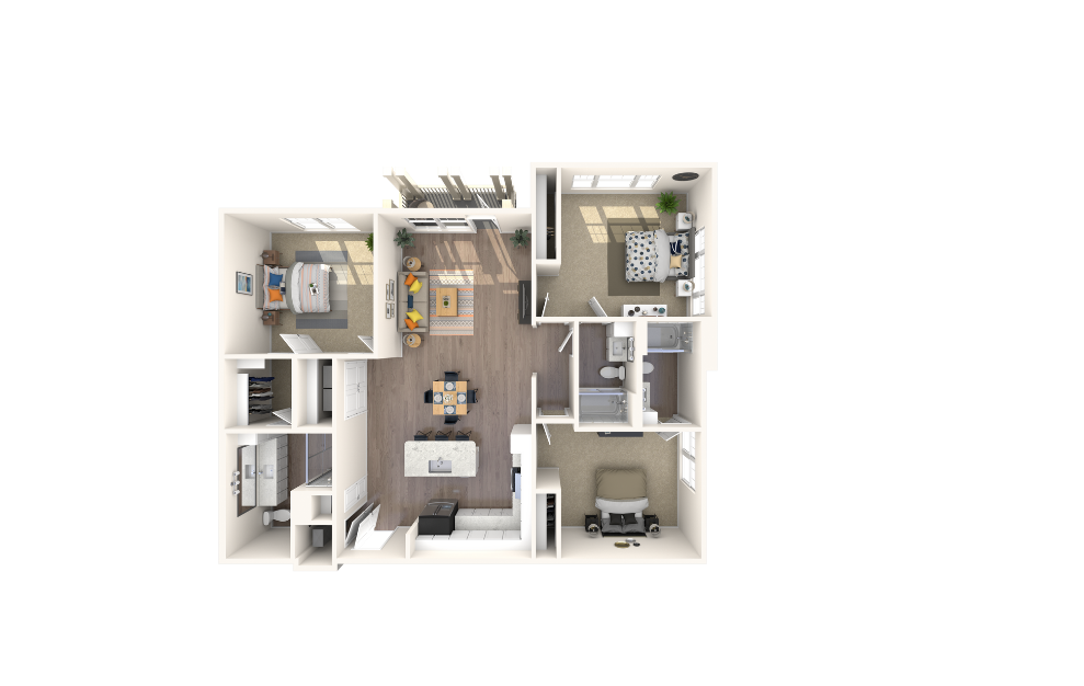 William Amber - 3 bedroom floorplan layout with 3 baths and 1561 square feet.