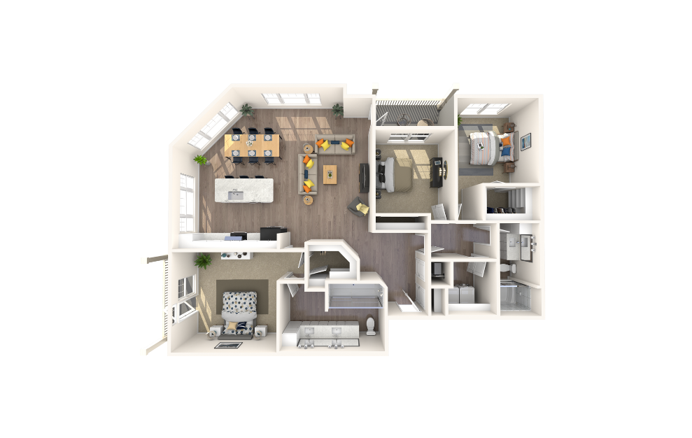 Virginian - 3 bedroom floorplan layout with 2 baths and 1705 square feet.