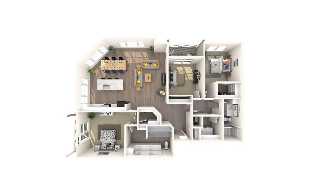 Virginian - 3 bedroom floorplan layout with 2 bathrooms and 1705 square feet