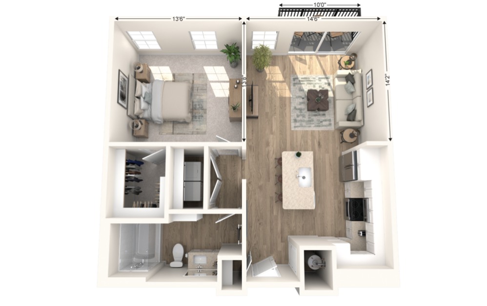 Dogwood - 1 bedroom floorplan layout with 1 bathroom and 819 square feet