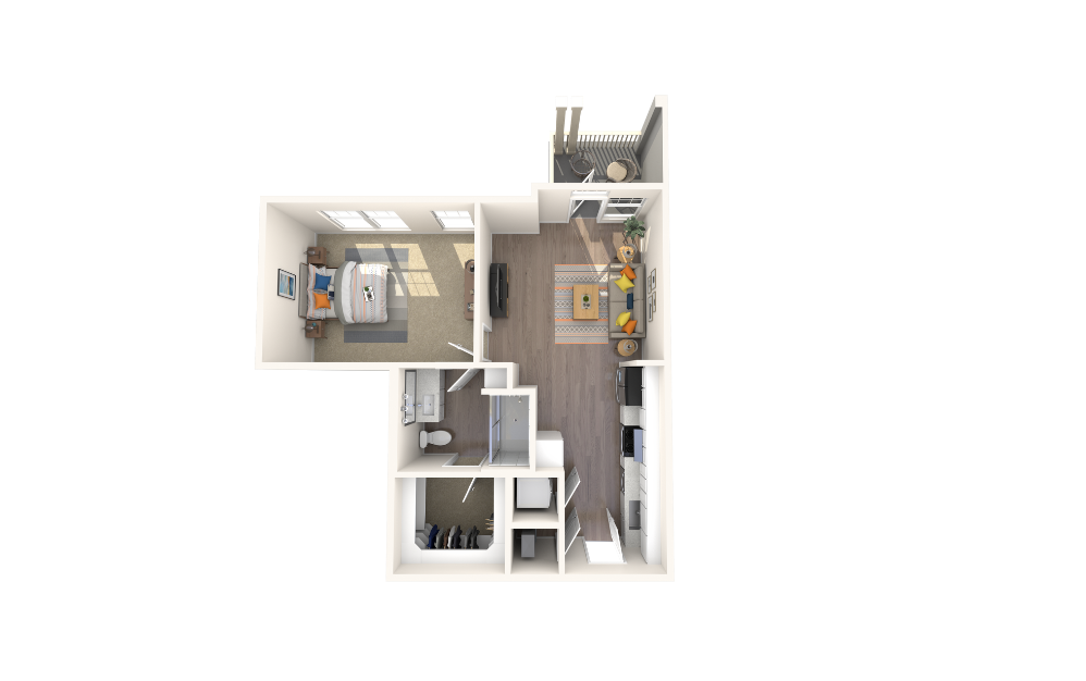 Bay - Studio floorplan layout with 1 bathroom and 683 square feet