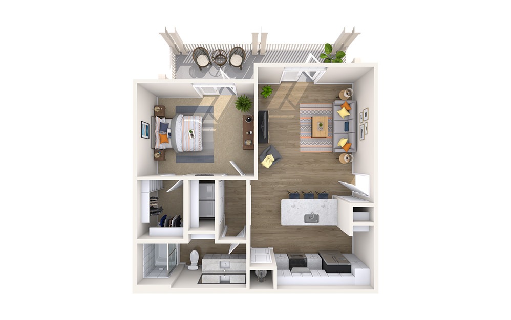 Assembly - 1 bedroom floorplan layout with 1 bath and 790 to 803 square feet.