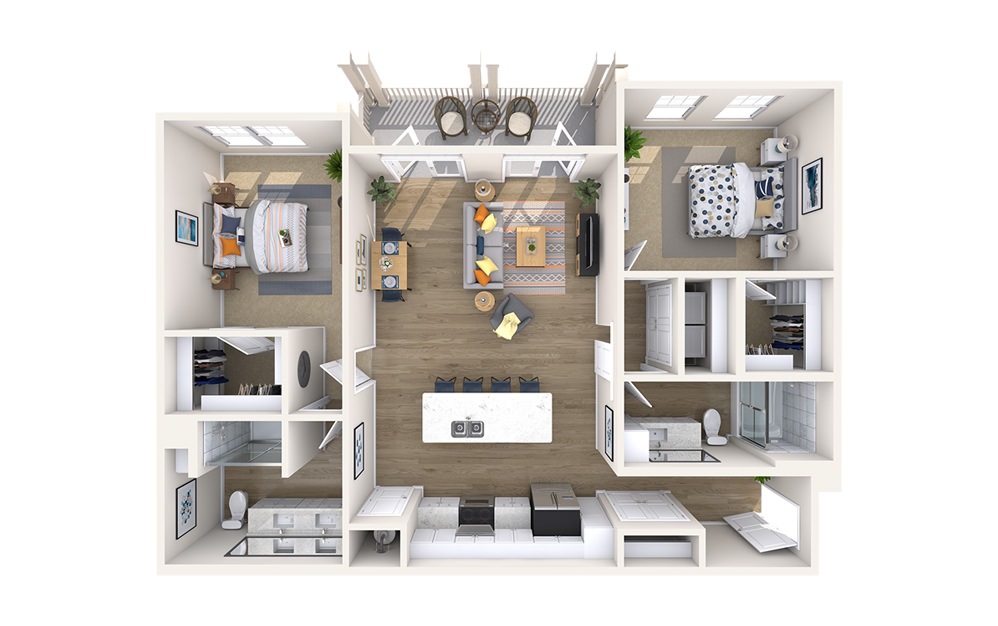 Capitol Bronze - 2 bedroom floorplan layout with 2 baths and 1244 square feet.