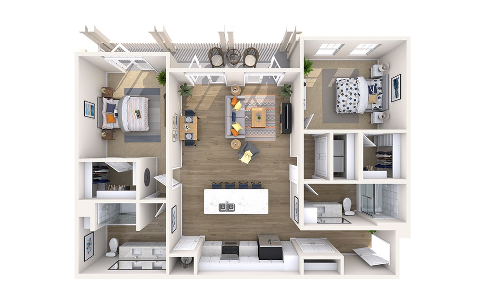 Capitol Silver - 2 bedroom floorplan layout with 2 baths and 1244 square feet.